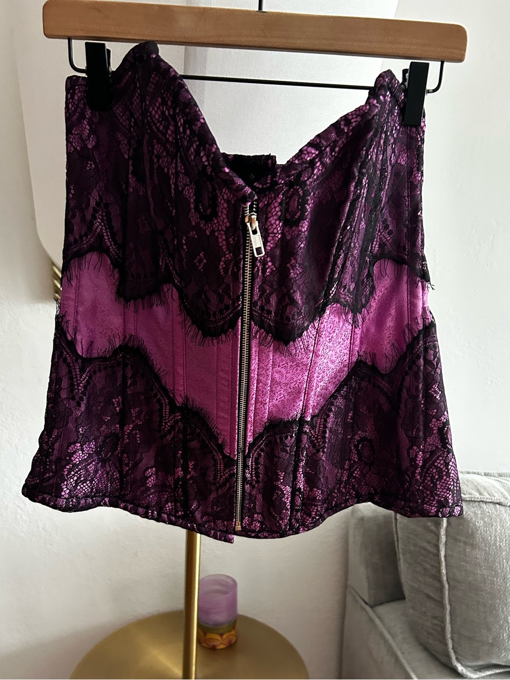 Daisy Corsets Womens XL Purple Brocade Lace Up Corset Top Steampunk Gothic